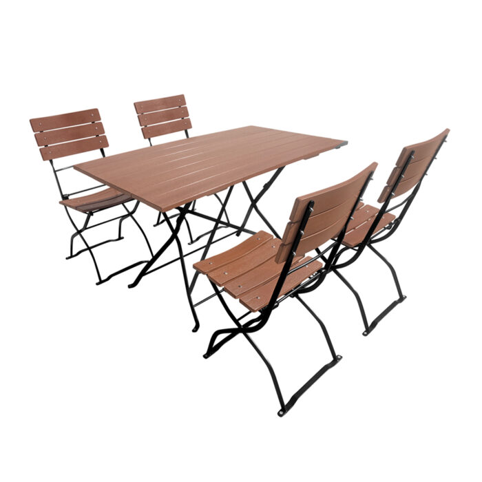 Beer Garden Bistro Rectangle Table & 4 chairs – Polystyrene Plastic Slats