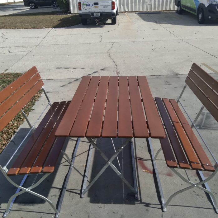 Slatted Rectangle Table with 2 Slatted Benches with Backrests, $599 Plus Shipping