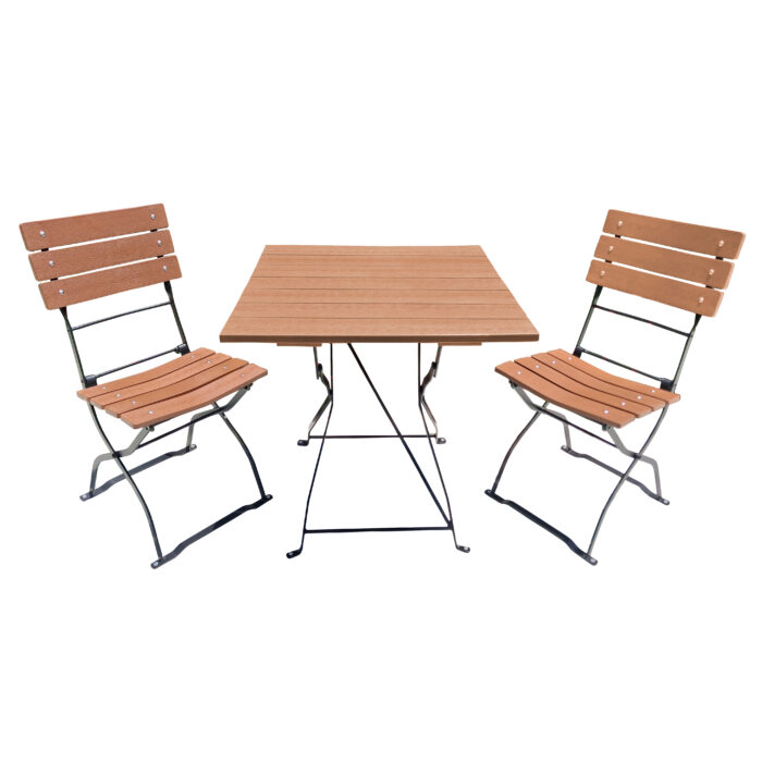 Beer Garden Bistro Square Table & 2 Chairs, Poly Wood