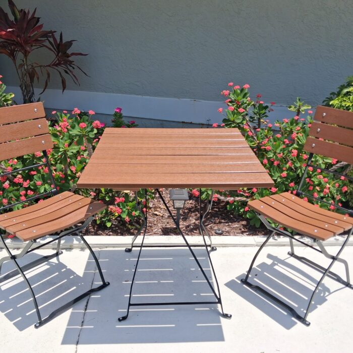 Beer Garden Bistro Square Table & 2 Chairs, Poly Wood
