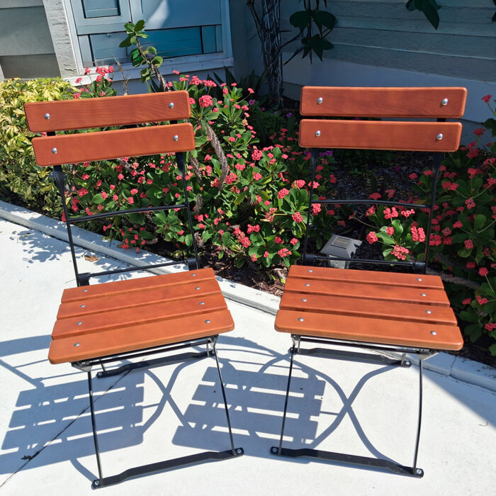 2 Beer Garden Bistro Chairs, Rust Brown with Black Frames